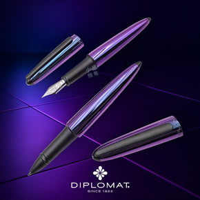 DIPLOMAT Aero Funky Petrol Iridescent Purple Fountain Pen – Stainless Steel Nib (Made in Germany) - TY Lee Pen Shop