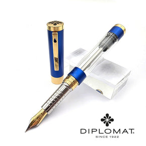 DIPLOMAT Nexus Demonstrator Eyedropper Fountain Pen – Matte Blue & Gold - TY Lee Pen Shop