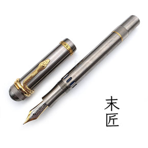 MAJOHN P137 Year of the Snake Limited Edition Fountain Pen (Brushed Steel with Gold Clip) - TY Lee Pen Shop
