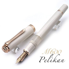 Pelikan Souverän M600 White &amp; Rose Gold – 14K Fountain Pen - TY Lee Pen Shop