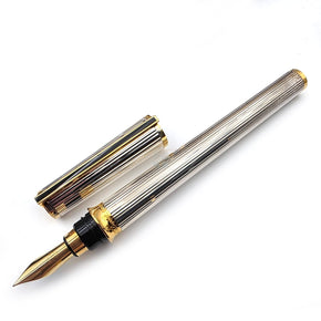 ⭐ Superb Fountain Pen ・ S.T. Dupont Chairman Small｜Silver - Plated Body × Gold Clip｜18ct Fountain Pen (F / M) - TY Lee Pen Shop