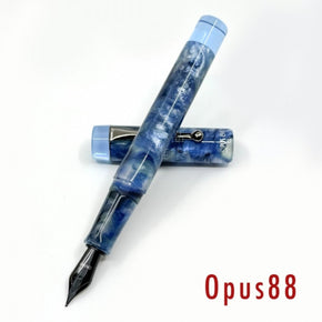 Taiwan OPUS 88 Pen Manufacturing Essence - Blue Sapphire DEMO Traditional Eyedropper Fountain Pen - TY Lee Pen Shop