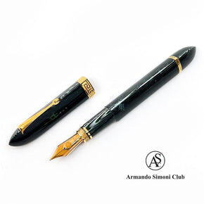 ASC TRIANGOLO green wood texture vaccum filling 14K fountain pen - TY Lee Pen Shop