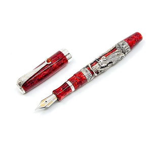 MONTEGRAPPA Zodiac Series Limited Edition 925 Sterling Silver 18K Fountain Pen (Rooster). - TY Lee Pen Shop