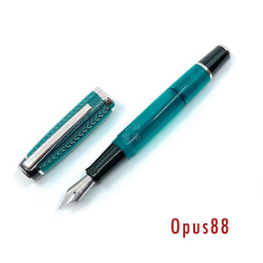 OPUS 88 OPERA Transparent Fountain Pen （Peacock blue wheat grain） - TY Lee Pen Shop
