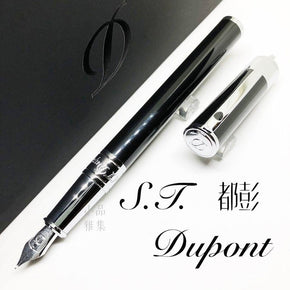 S.T. DUPONT D-INITIAL Black/silver Fountain Pen - TY Lee Pen Shop