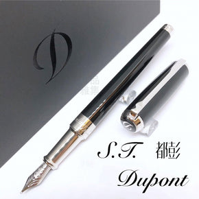 S.T. DUPONT LINE D MEDIUM BLACK LACQUER & PALLADIUM 14K Fountain Pen - TY Lee Pen Shop