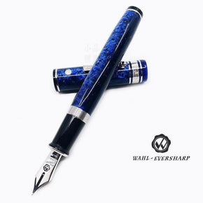 Wahl-Eversharp DECOBAND Oversized 14K POSITANO BLUE-SILVER Pneumatic Filling - TY Lee Pen Shop