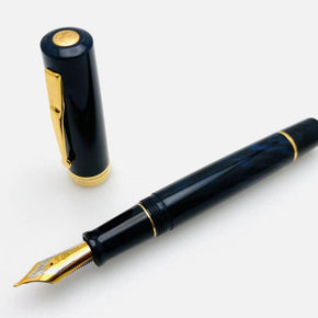 wing sung 600 18k Junfeng Calligraphy Fountain Pen, Natural Rubber Piston, Long Knife dark （blue denim） - TY Lee Pen Shop