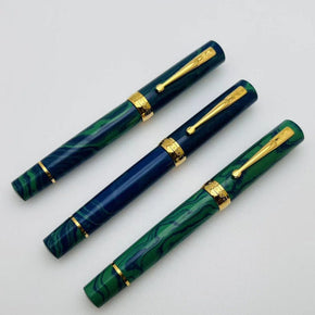 wing sung 600 18k Junfeng Calligraphy Fountain Pen, Natural Rubber Piston, Long Knife dark （blue-green） - TY Lee Pen Shop