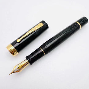 wing sung 600 18k Junfeng Calligraphy Fountain Pen, Natural Rubber Piston, Long Knife dark （dark gray） - TY Lee Pen Shop
